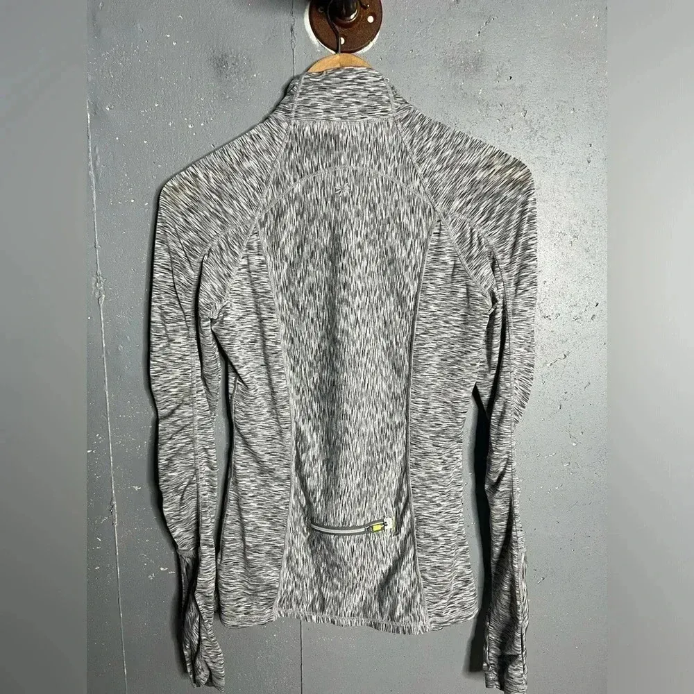 Athleta Mendoza 1/2 Zip Running Shirt Thumb Holes Space Dye Gray/Blue Sz XSmall - Image 2