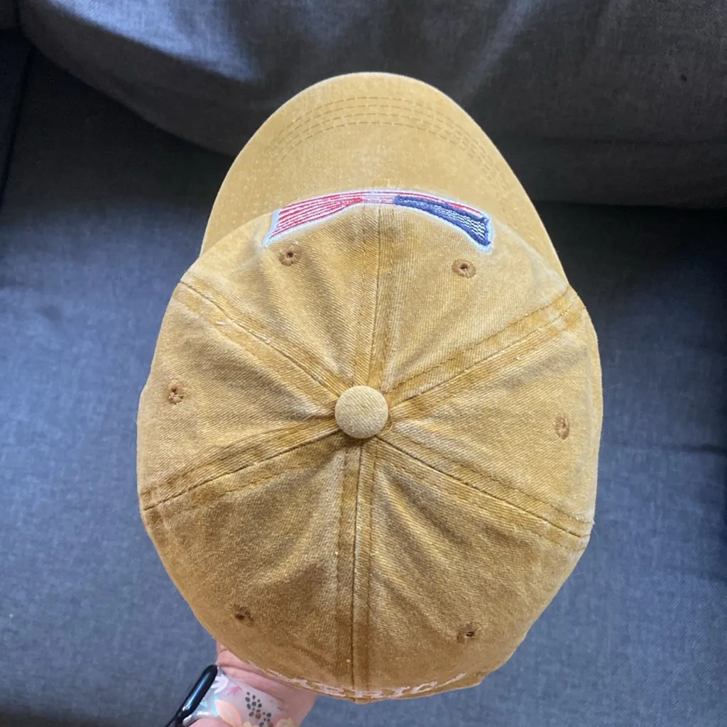 American Flag Baseball Hat Canvas Dad Hat USA Monogram Mustard Yellow Cotton Red - Image 7