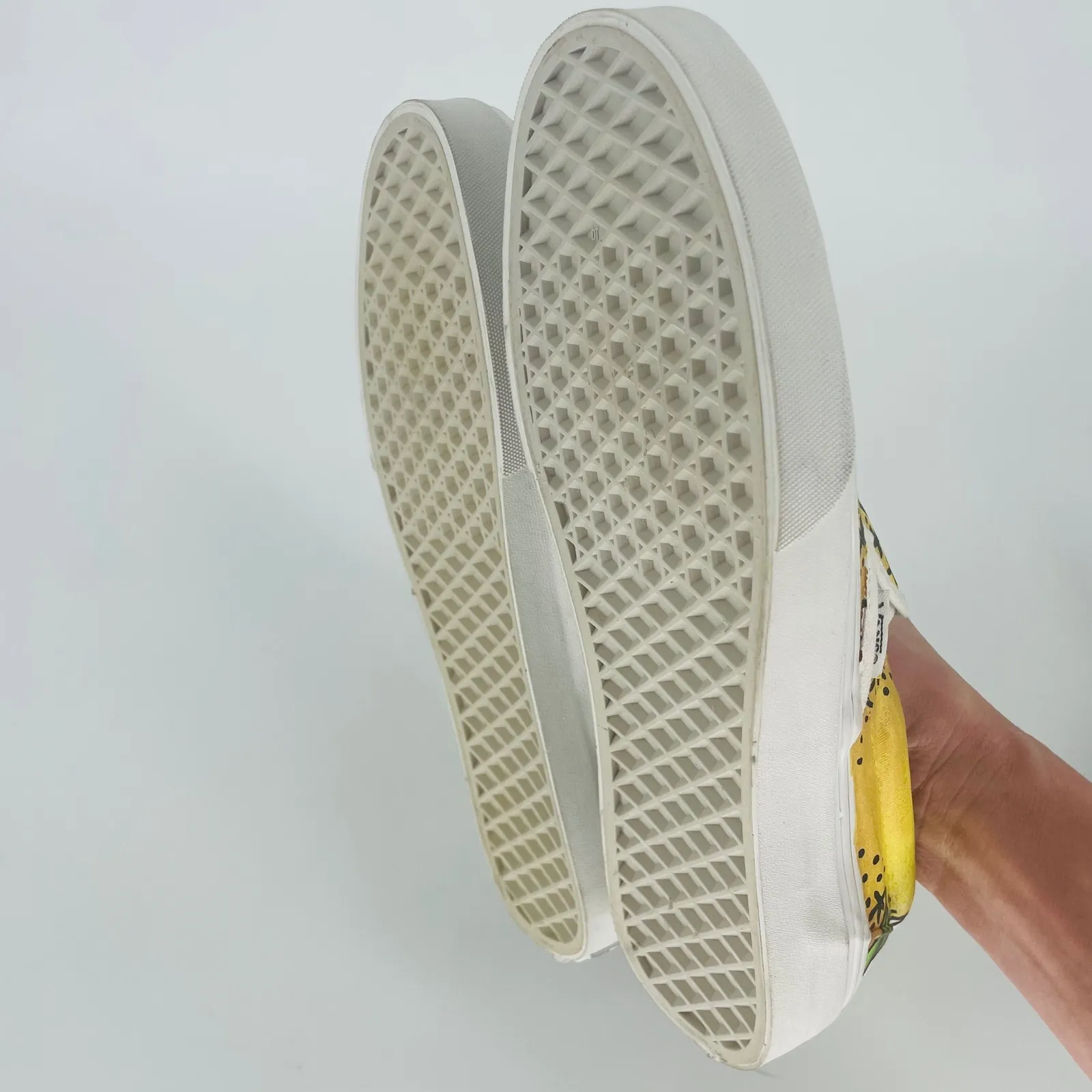 Vans Slip On Custom Painted Shoes Sugar Skull Rose Tattoo Art Yellow Size US 9.5 - Image 9