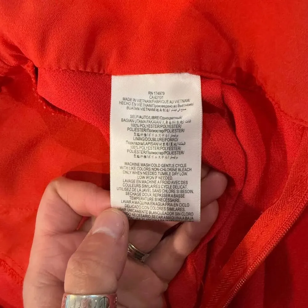 BCBGeneration Strappy Wide Leg Jumpsuit Red Women's 4 Pockets Adjustable Straps - Image 10