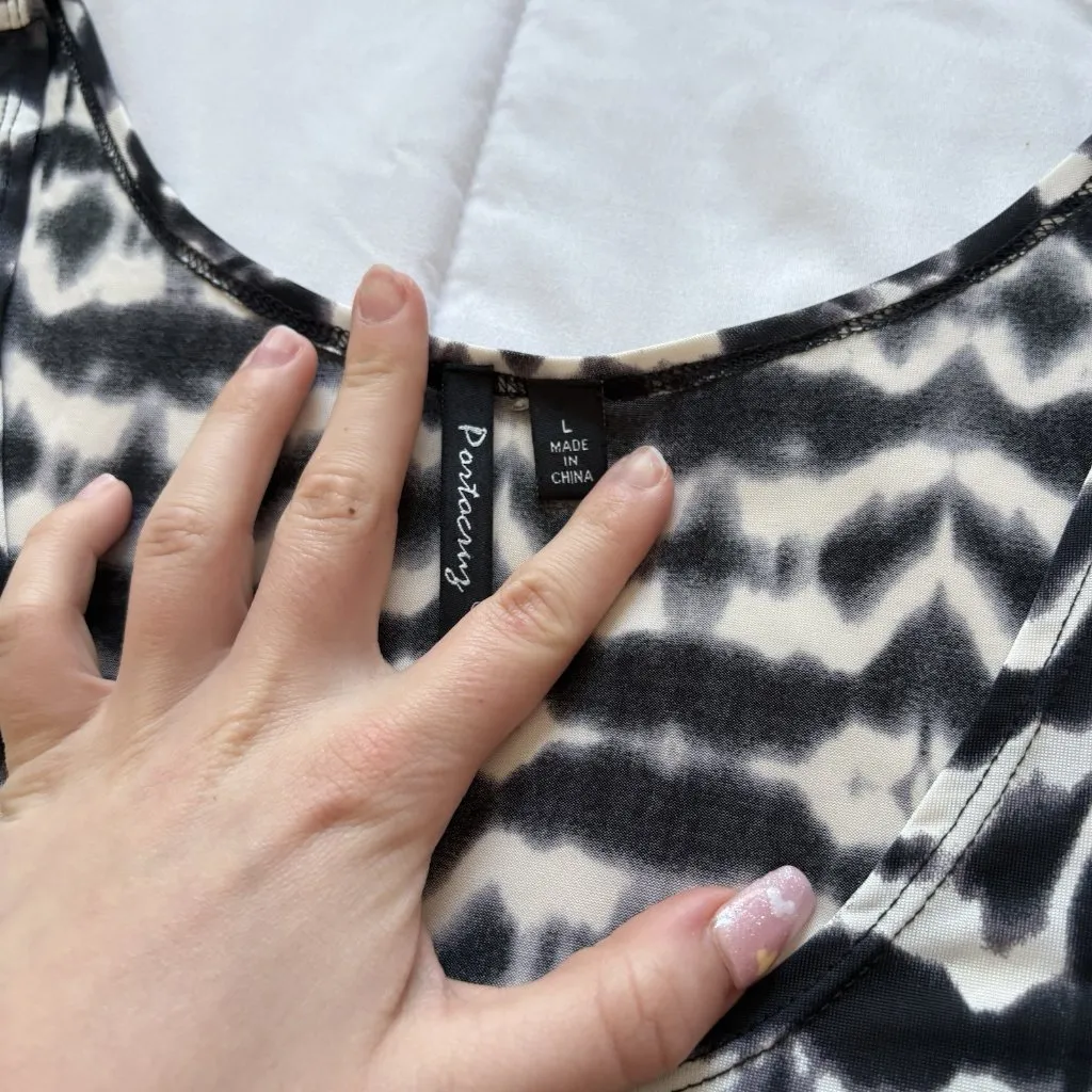 Portocruz Womens Size Large Sleeveless Coverup Black Dress Beach Summer Flowy - Image 4