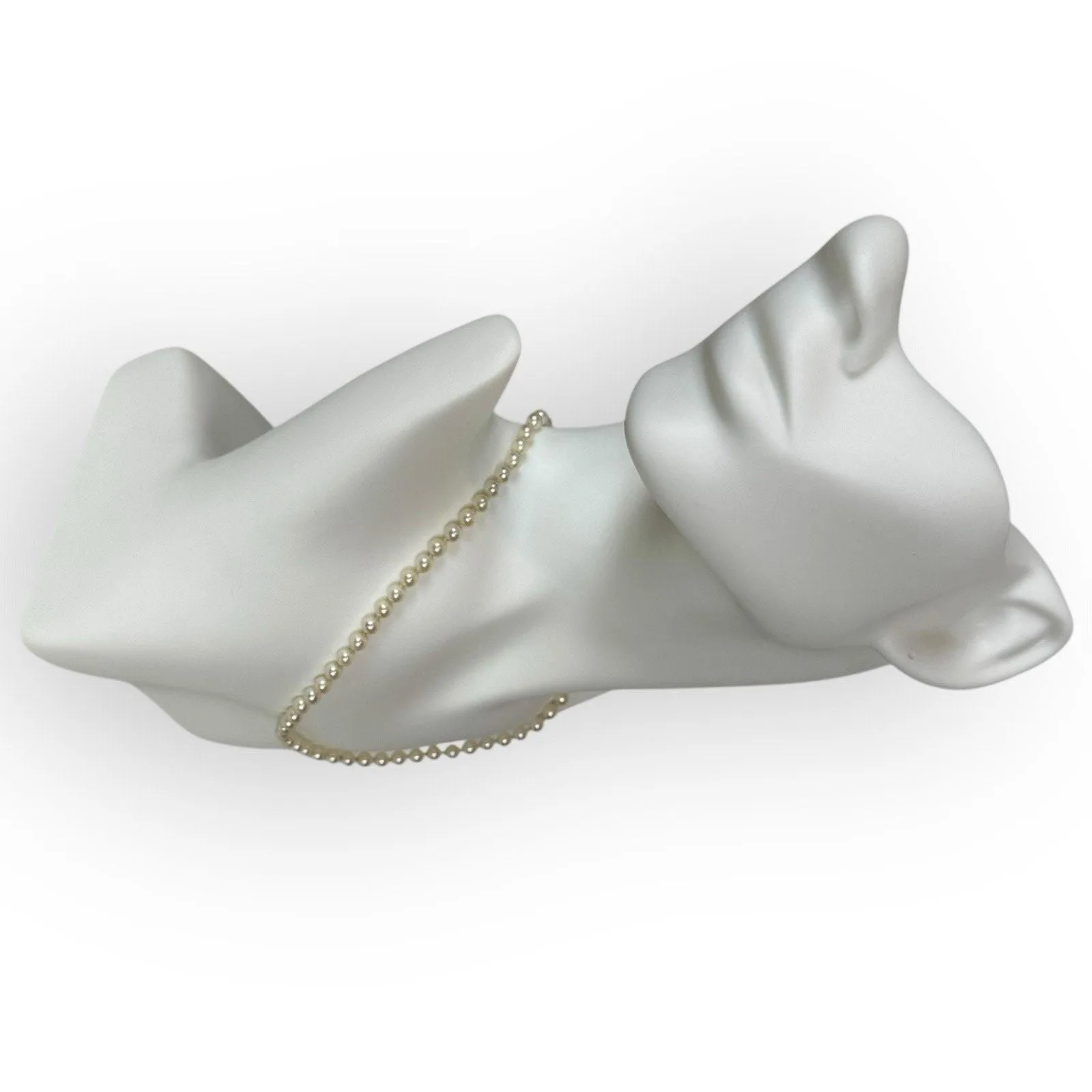 Vintage Art Deco 4mm Cultured Freshwater Pearl Necklace W/ 14K Gold Clasp 16” White - Image 4