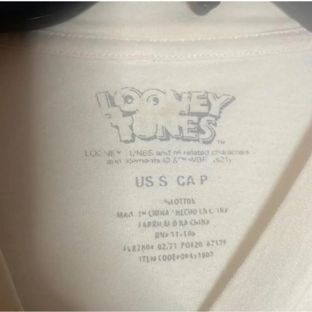 Faded yellow looney tunes rainbow graphic shirt top FLAWS - Image 7