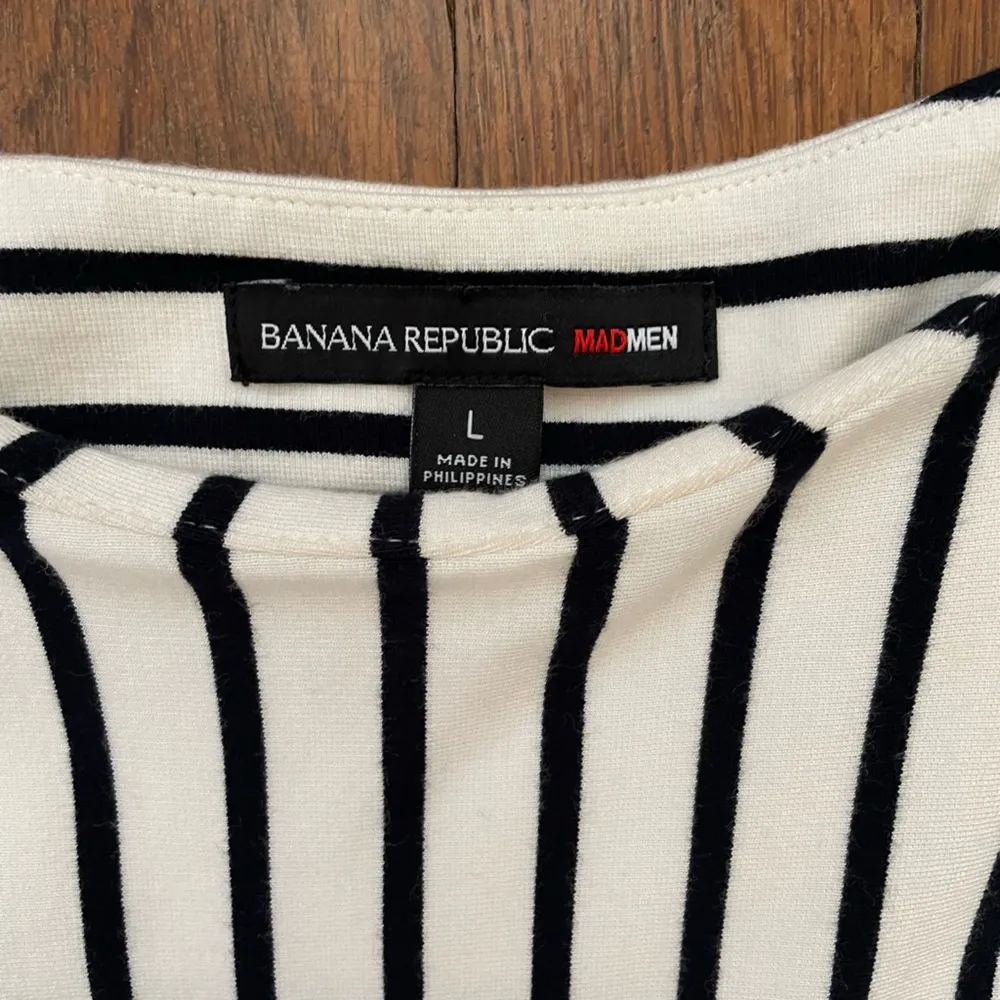 Madmen X Banana Republic Striped Cut Out Back Bodycon Dress - Size Large - Image 7