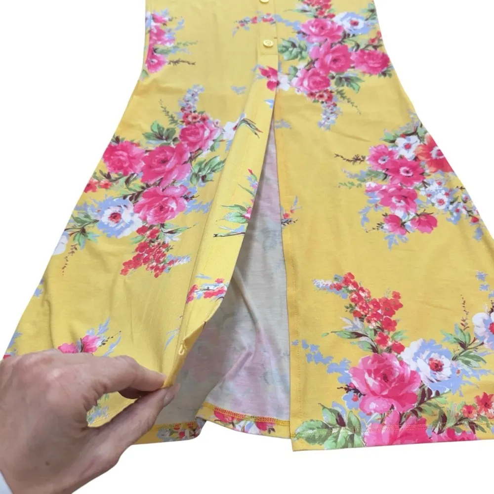 Asos Womens Floral Yellow Long Skirt Size 4 / 26" Waist Button-down - Image 6