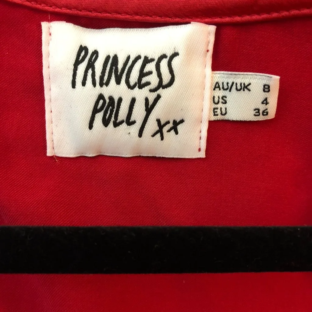 Princess Polly Emily Mini Wrap Dress Satin V Neck Short Sleeve Red 4 - Image 3