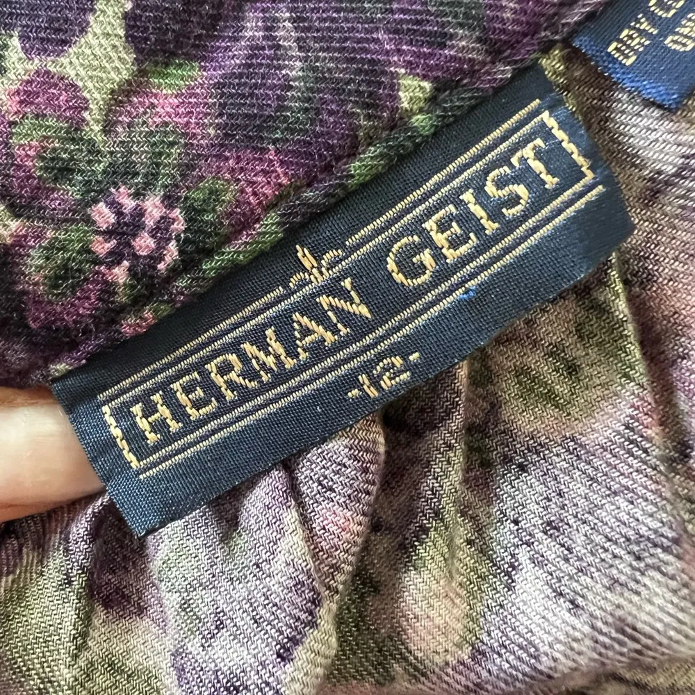 VINTAGE HERMAN GEIST MIdi Floral Purple Viscose Skirt Small - Image 74