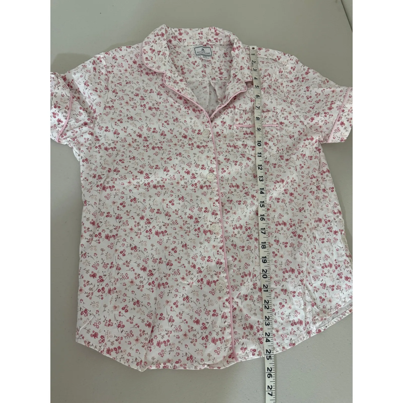 Petite Plume Pink White Floral Cottagecore Button - Image 7