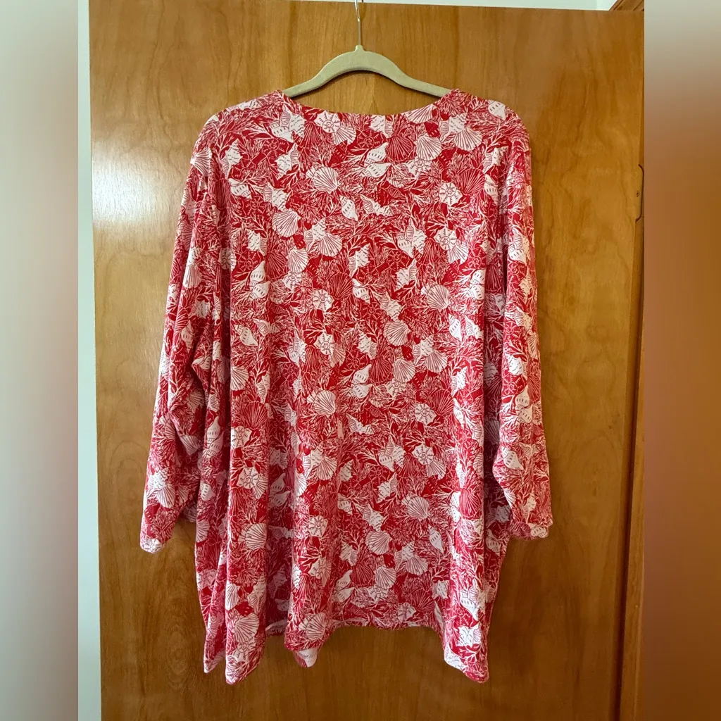 J. Jill Shirt Sea Shells 100% Pima Cotton Top 3/4 Sleeve Scoop Neck Nautical 3X - Image 8