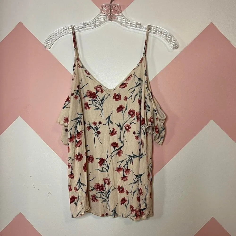 American Eagle Outfitters Floral Cold Shoulder Top Romantic Date Size Small - Image 9