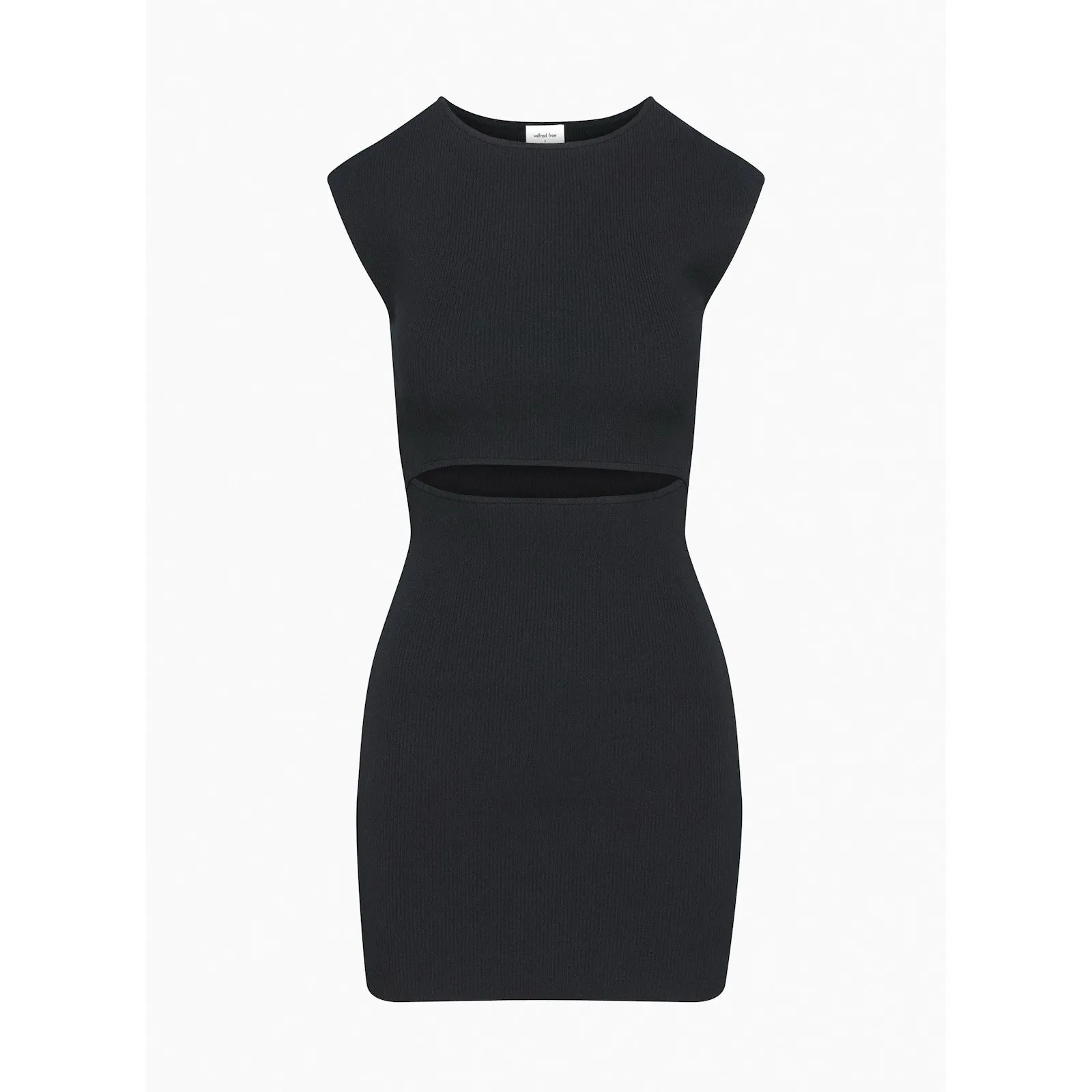 Wilfred‎ Free Cutout Ribbed Mini Dress Black Sleeveless Bodycon Aritzia S LBD - Image 2