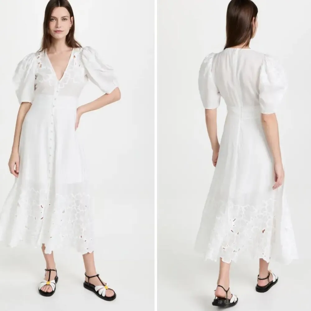 Veronica Beard Hope Eyelet Maxi Dress White Floral - Image 2