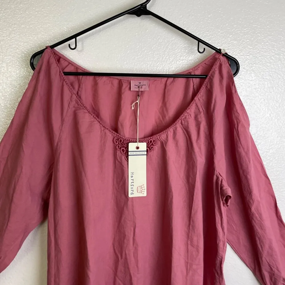 Hartford Womens Cold Shoulder Tunic Top Pink Long Sleeve Cotton Womens Size 5 - Image 3