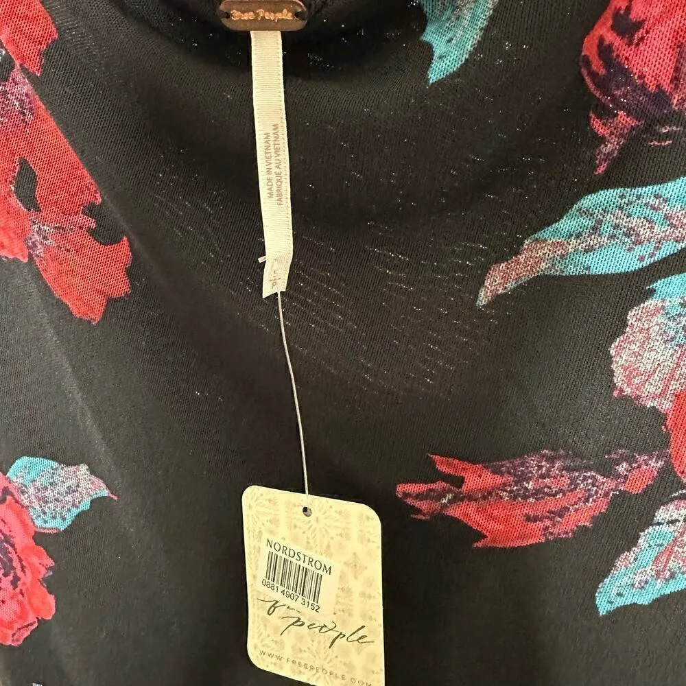 NWT Free People Carmel Floral Maxi Dress Midnight Combo Women's Black Red Size S - Image 6