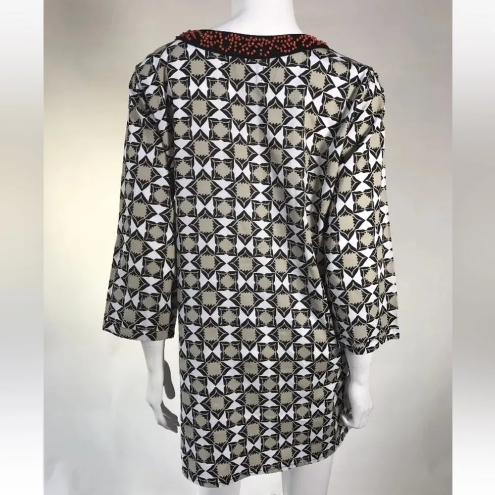 Sigrid Olsen Cotton Beaded Print Tunic Top Size S NWT - Image 8