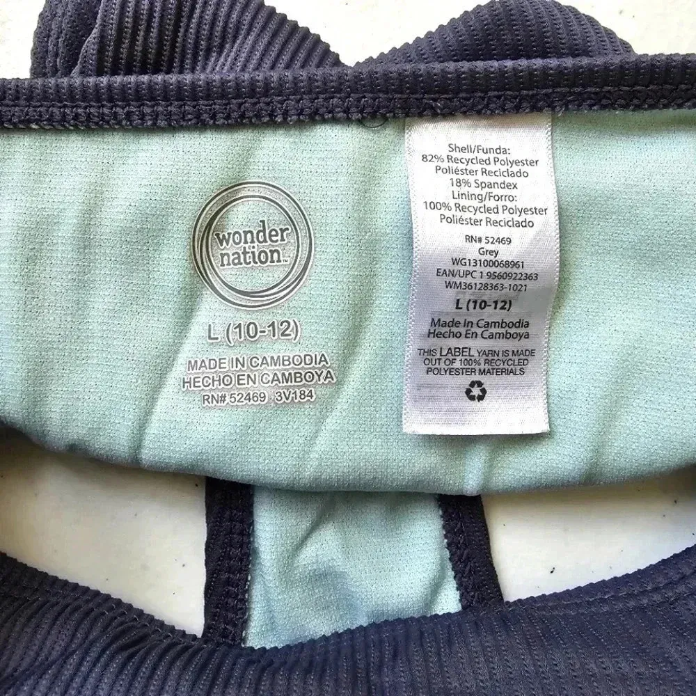 Wonder Nation Blue Gray Ribbed Bikini Bottoms Swimwear Swimsuit Size Large 10-12 - Image 3