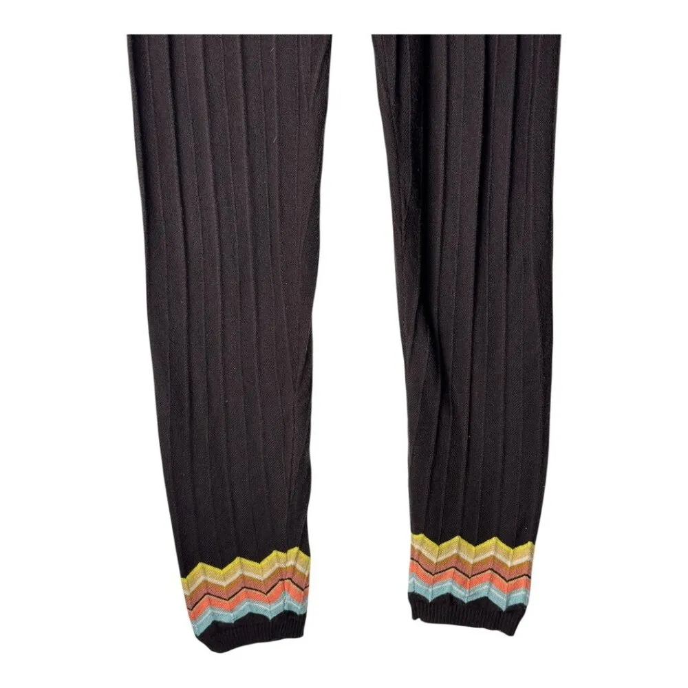 Missoni Target Leggings Women Large Brown Ribbed Knit Chevron Hem Pants‎ - Image 8