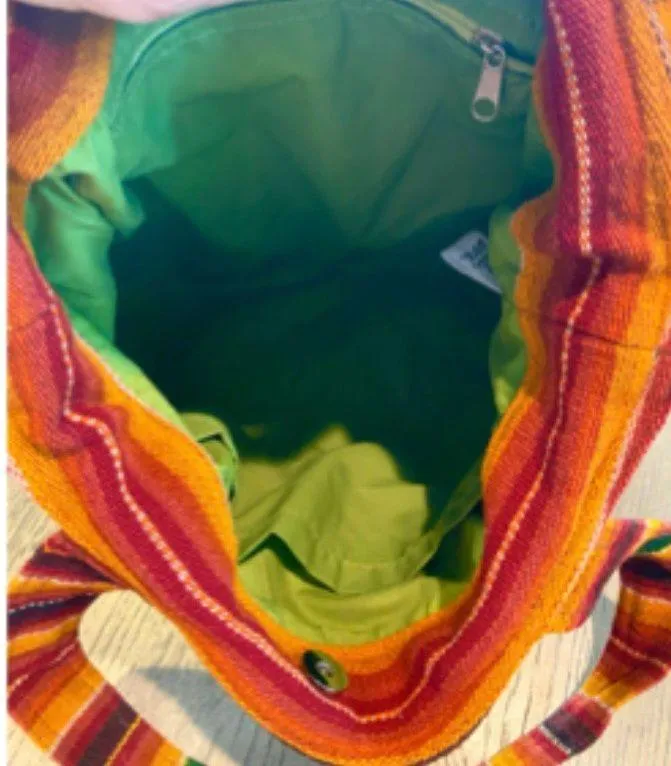 NWOT  Bolivian hand-spun and hand-loomed sheep’s wool boho bag. Sz 15x13 - Image 3