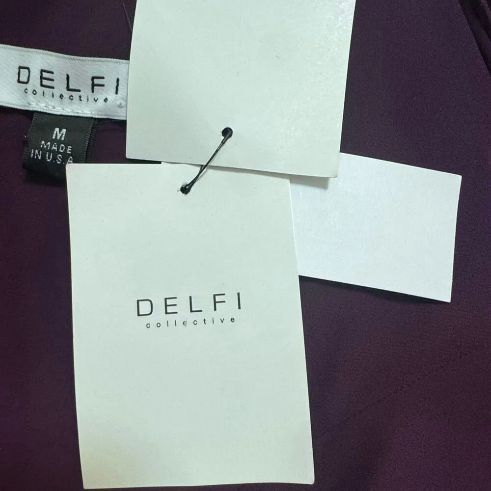 Delfi Collective Metallic purple block color Lace Up Dress medium made in USA - Image 7