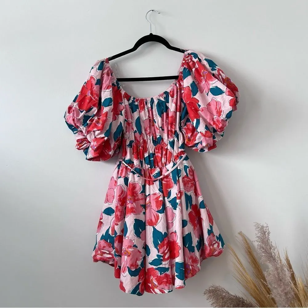 Talulah floral puff sleeve‎ tutu mini dress women’s size M - Image 3