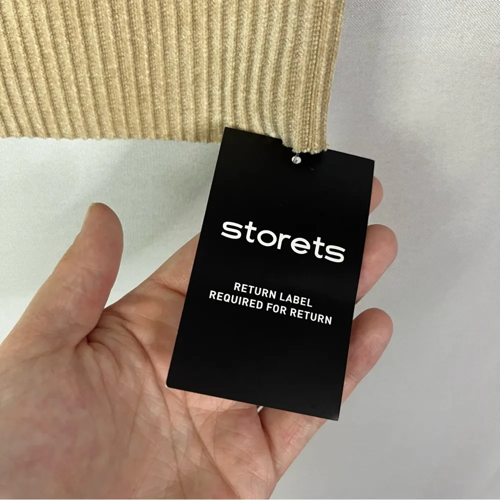 Storets Veronica Beige Ribbed Turtleneck Cropped Tank Top S/M - Image 26