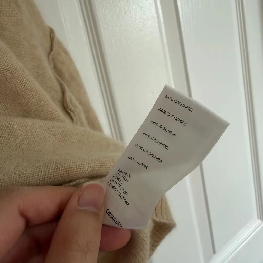 Free People 100% Cashmere Sweater Womens XS Beige Turtleneck Crop So Low So High - Image 7