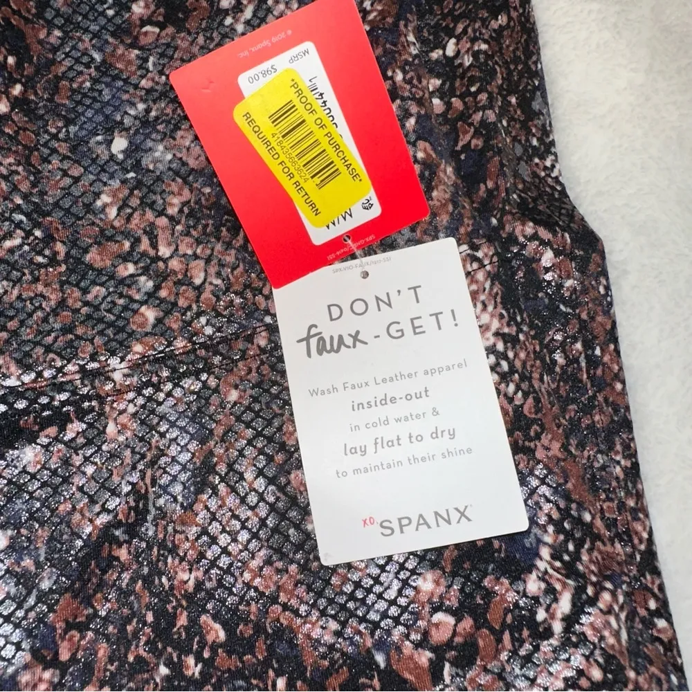 NWT! Spanx Faux Leather Snake Shine Leggings! - Image 4
