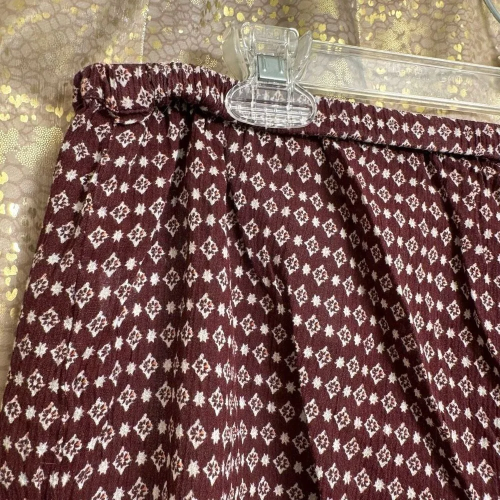 Garnet Hill Maroon Printed Tie Waist Gauze Cotton Shorts Size 12 - Image 7