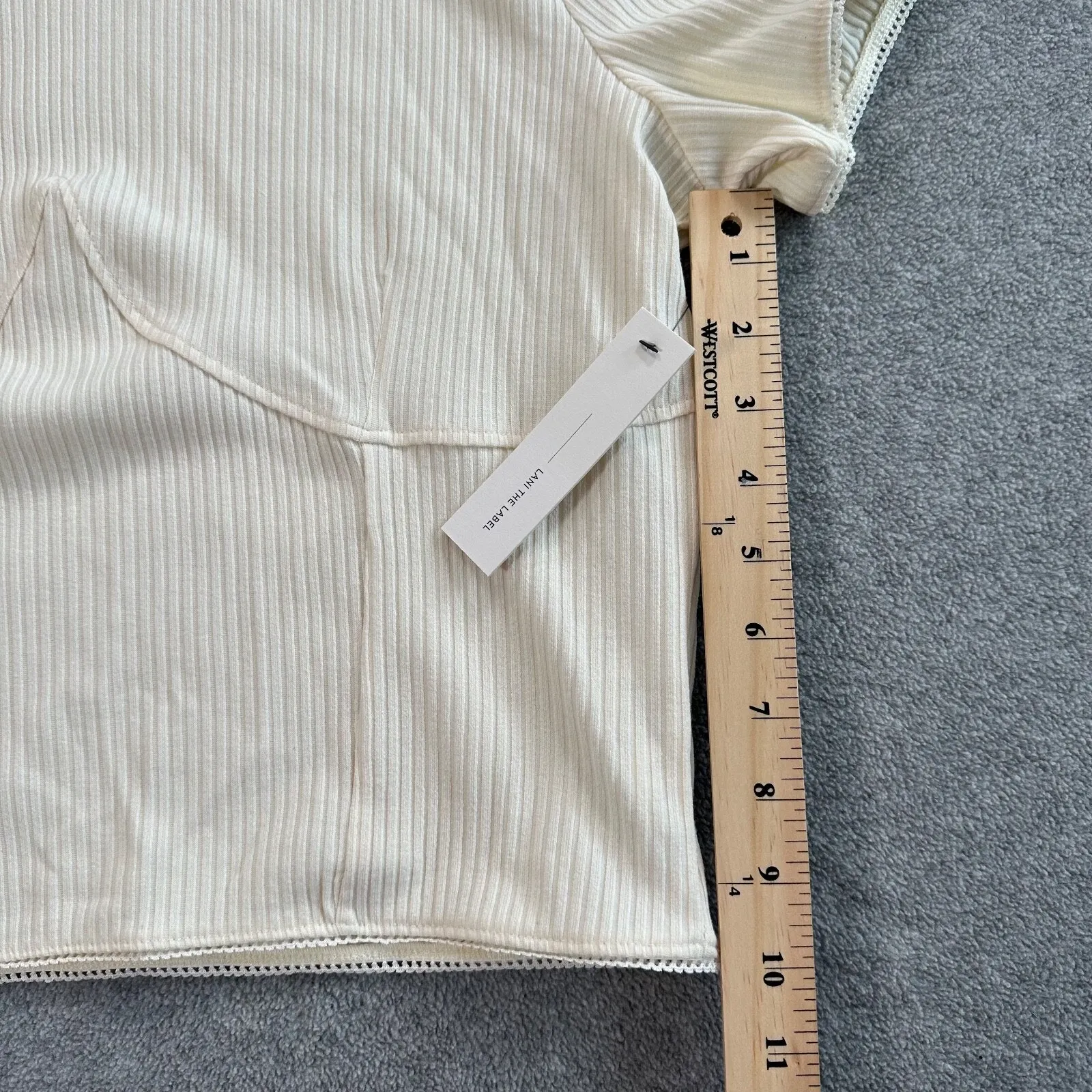 Lani the Label Ribbed Underwire Crop Top Women's X-Large Cream Short Sleeve New - Image 3