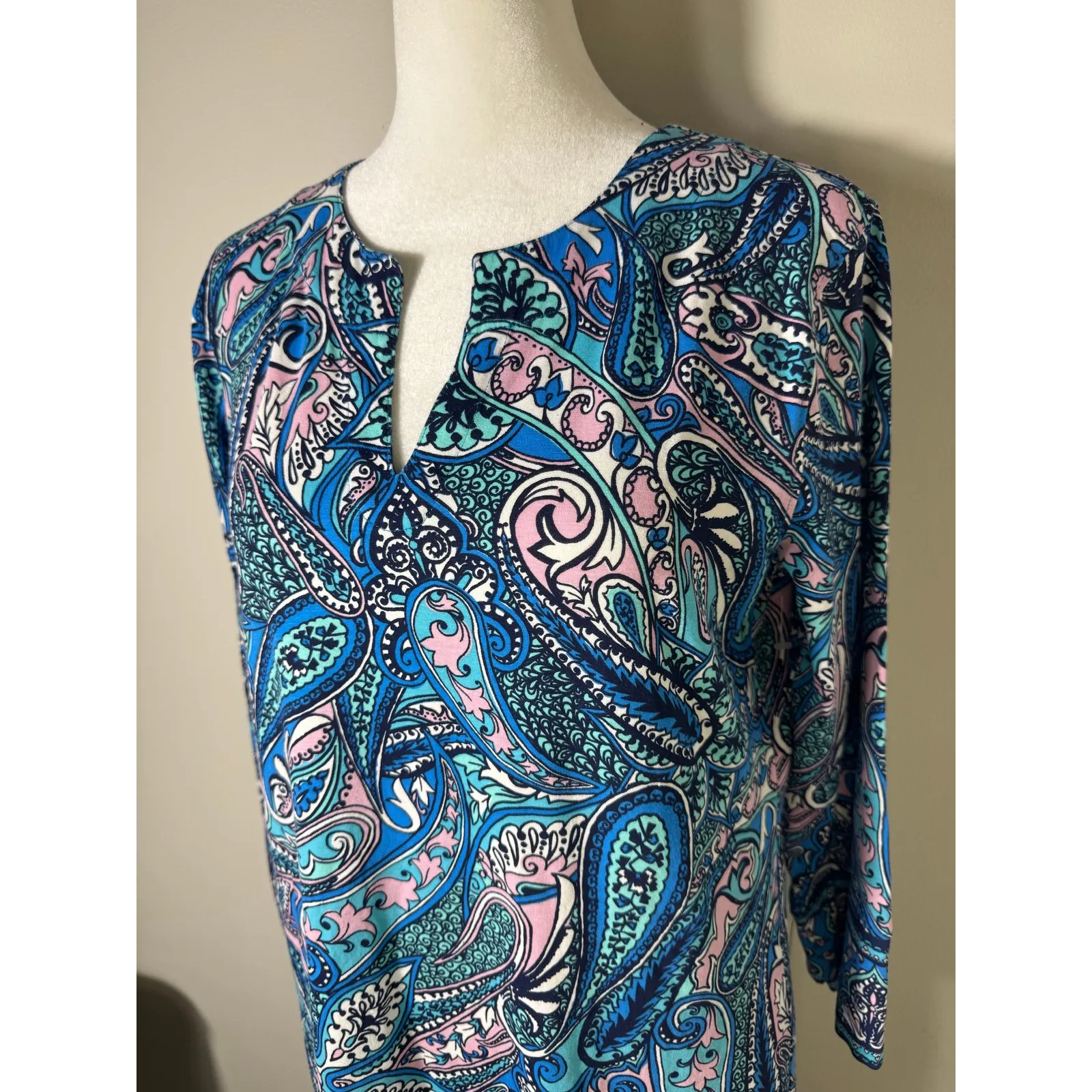 Coolibar UPF 50+ Tunis Travel Shirt Dress Resort Wear Vacation Small Blue - Image 2