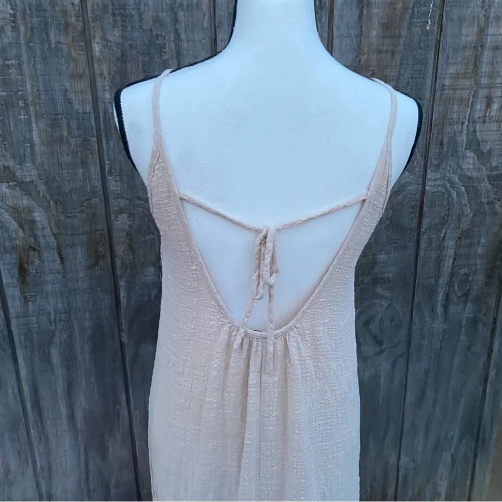 Like New HYFVE Shabby Chic Cotton Dress Size Small Maxi Oatmeal Color Cut Out TB - Image 4