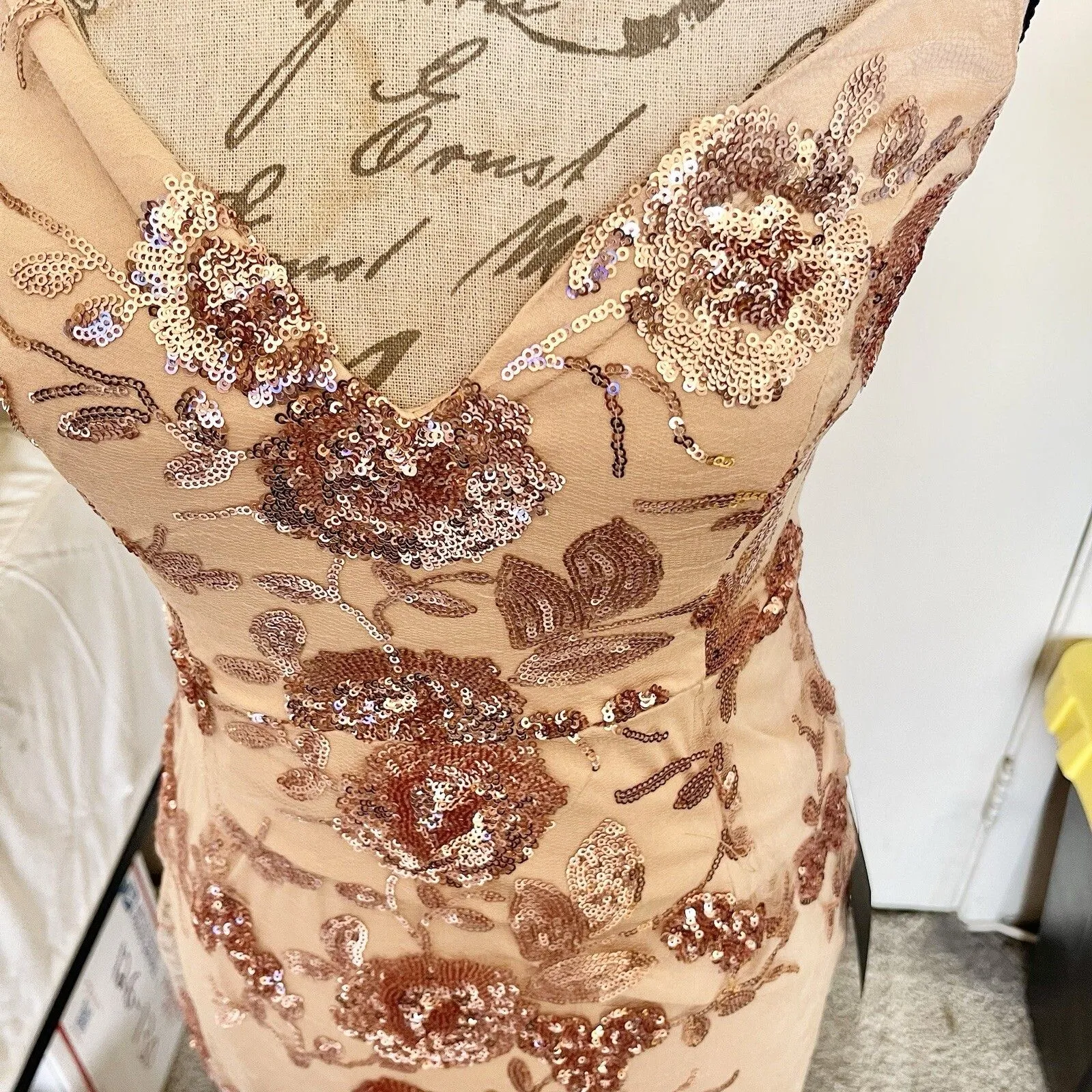 Lulus Dress Small Gown Formal Sequin Glamorous Elegant Party Cocktail Glamour - Image 11