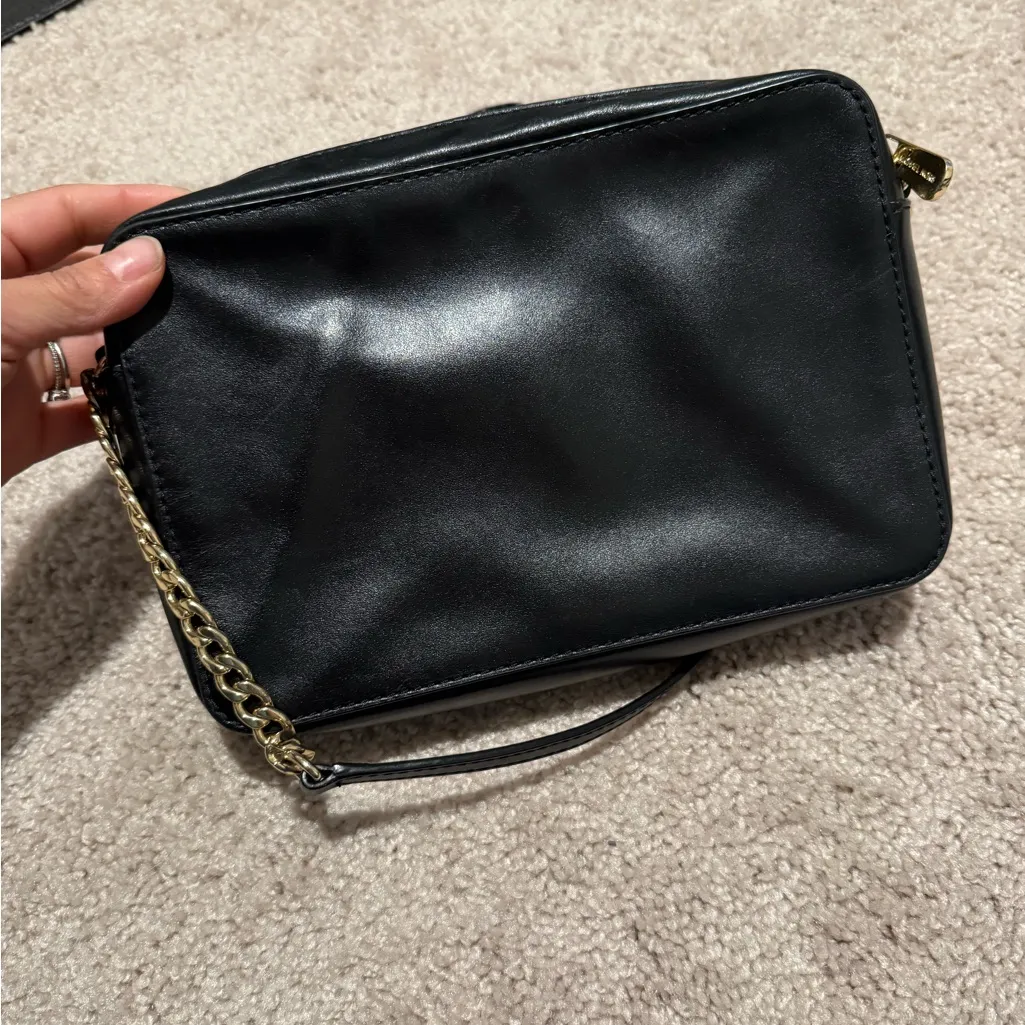 Michael Kors Crossbody Bag, Black & Gold Square Check, Jet Set Travel - Image 3