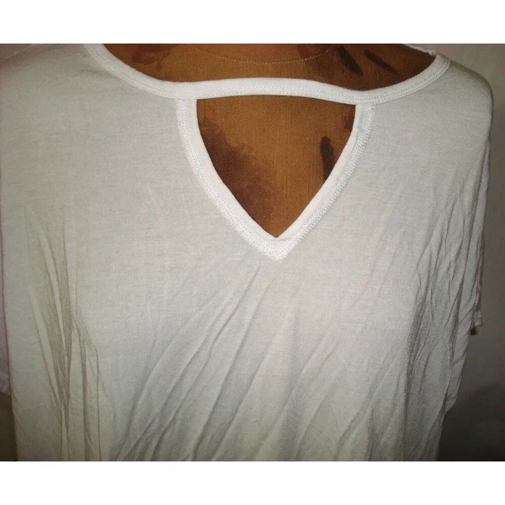 New Womens PrAna NWT L Linden Top White Modal Tee V Back SS Soft Jersey Shirt - Image 7