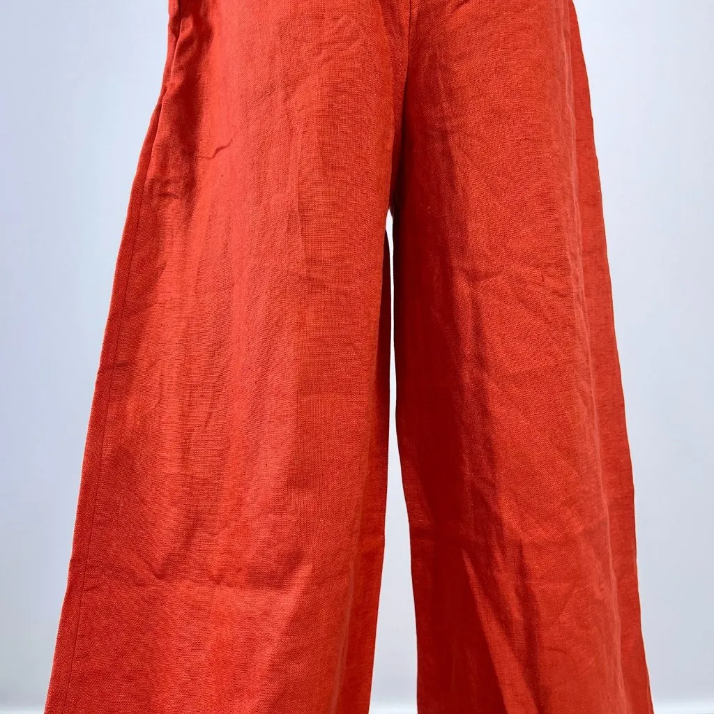 NWOT Farm Rio Red 3D Petals Bodice Euroflax Premium Linen Jumpsuit XS Wide-Leg - Image 11