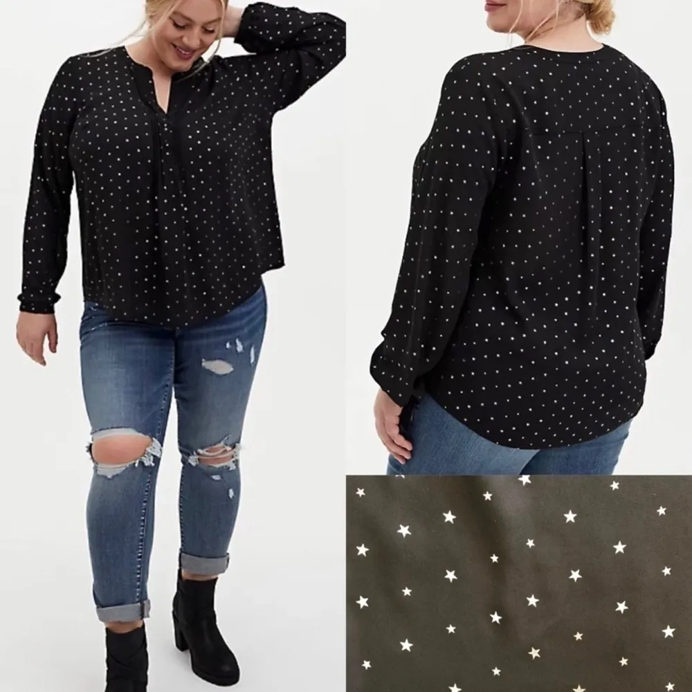 Torrid Black‎ Metallic Star Print Top | 4 - Image 2