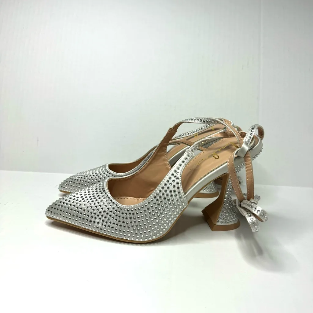 Lulus Kayka White‎ Rhinestone Lace-Up Pointed-Toe Pumps - Image 4