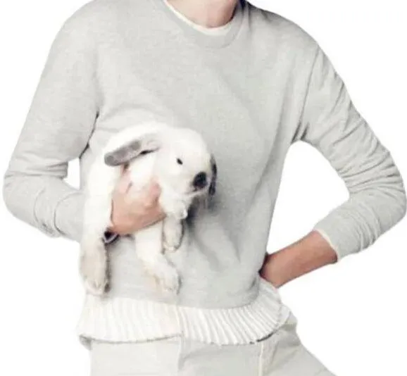 J.CREW Gray Long Sleeve Pullover Sweater Top Cream Pleated Edge ~ Womens Size XS - Image 1