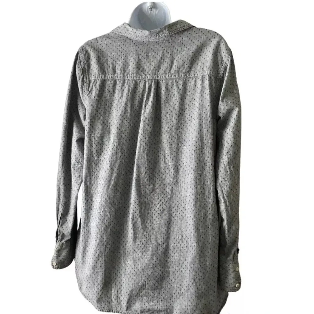 Merona Grey Long Sleeved Half Button Cotton Blouse - Image 11