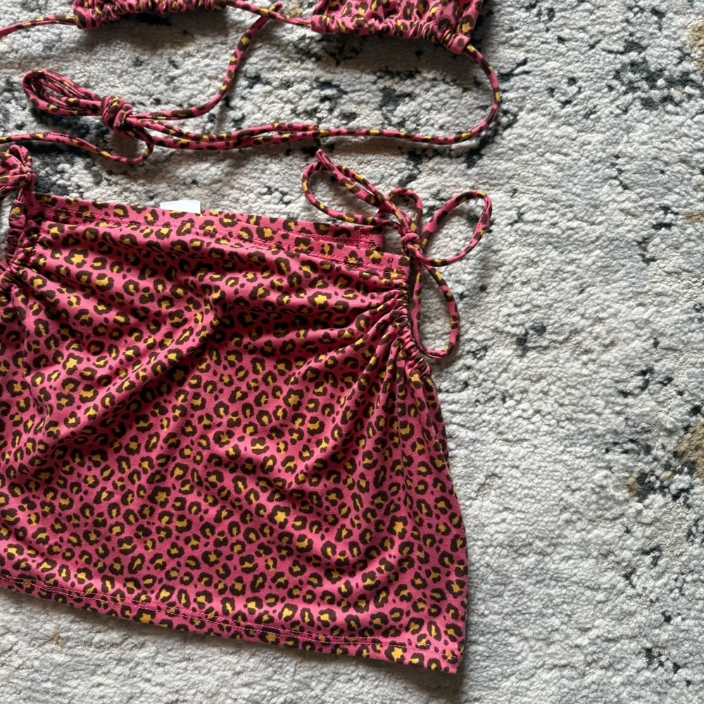 Leopard Print Halter Skirt Set Pink - Image 2