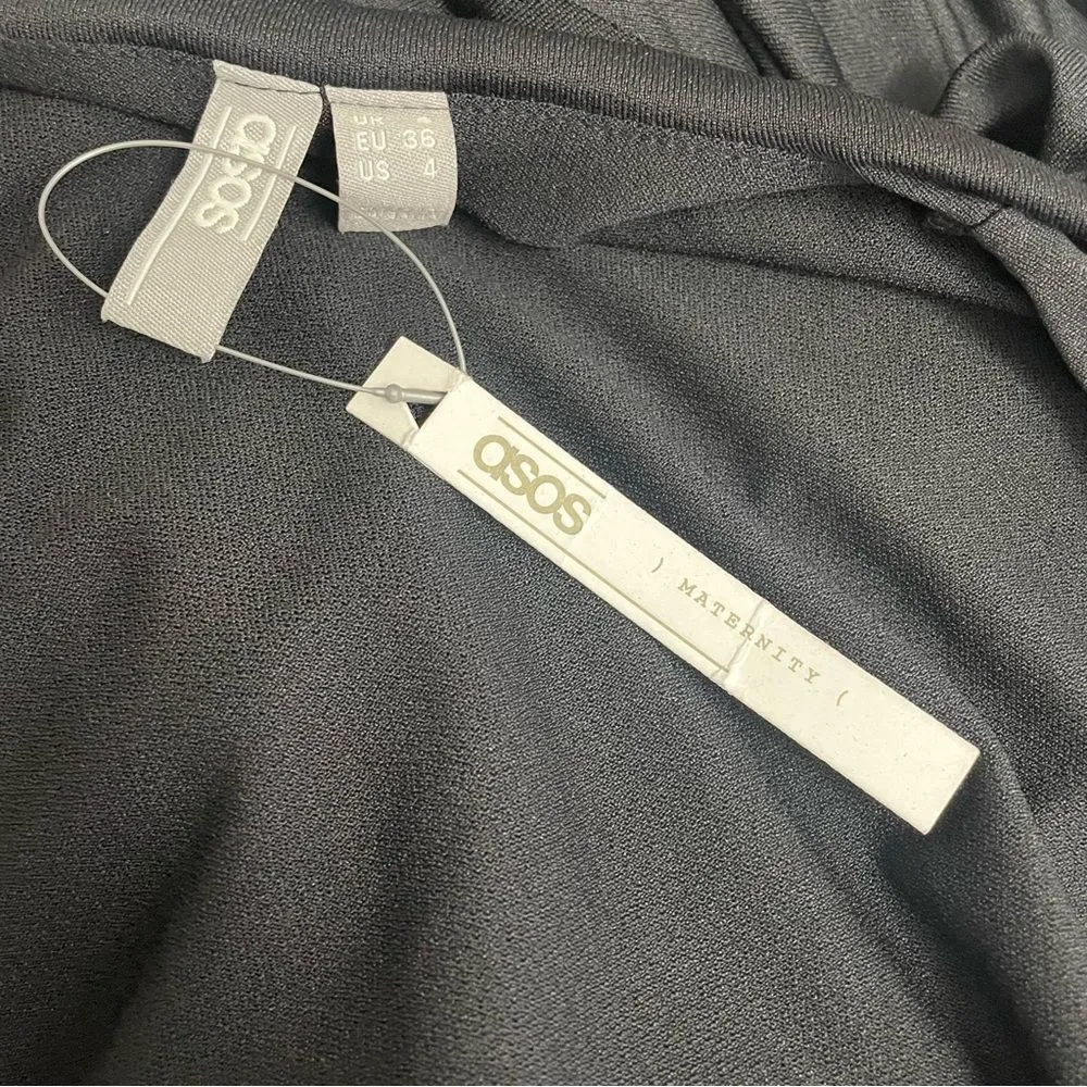 NWT ASOS Maternity Black Cape Back Pleated Long Maxi Dress Women’s Size 4 NEW - Image 15