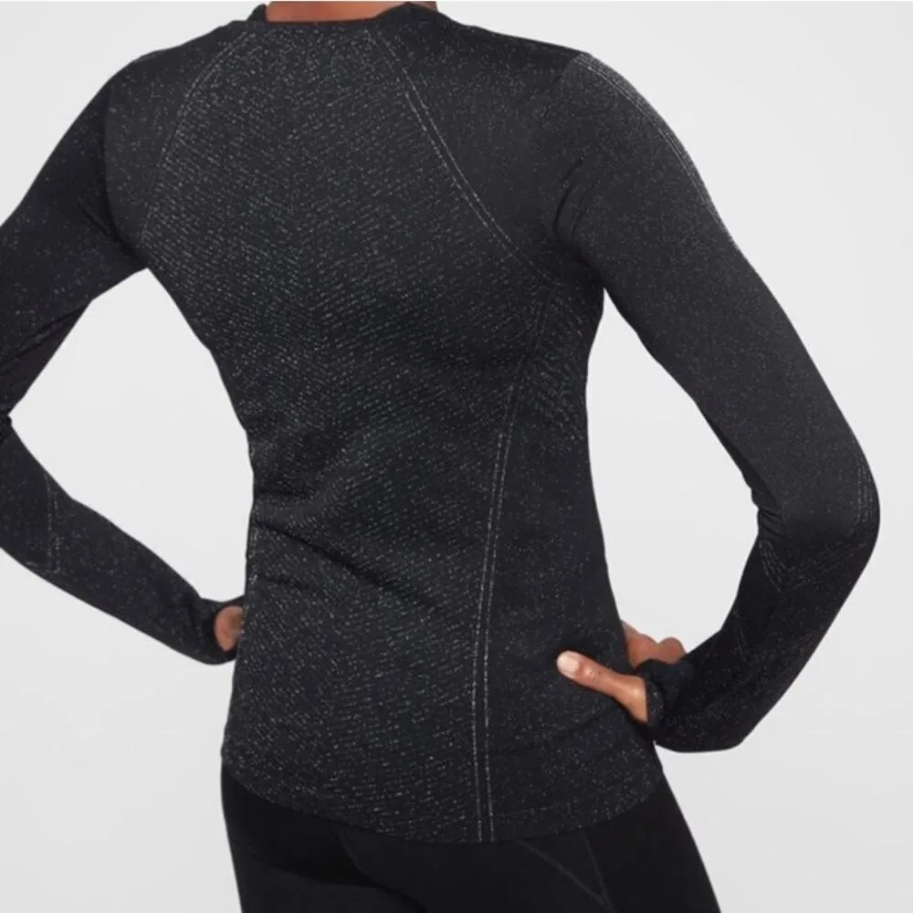 Athleta Black Silver Metallic Glitter Flurry Shine Base Layer Top  Size XS - Image 3