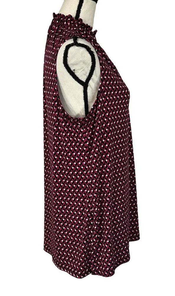 Michael Michael Kors Large Tunic Top Geometric Sleeveless Keyhole V-Neck Stretch - Image 3