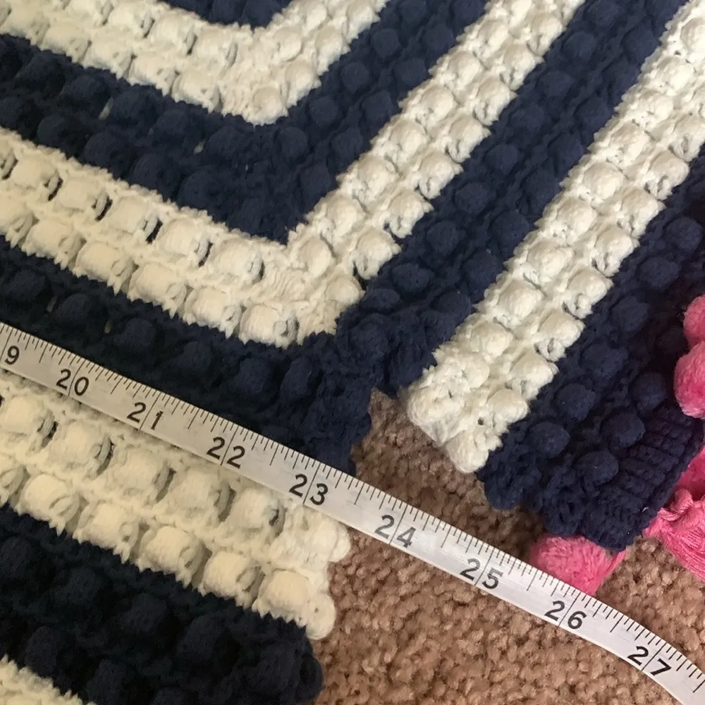 Kate Spade Bauble Short Sleeve Sweater (Sz XXL) Apricot Cream Crochet Stripes - Image 9