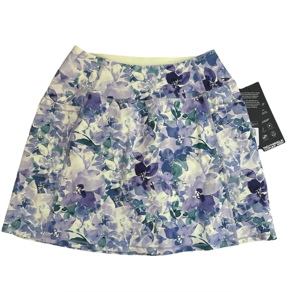 NWT Skechers Womens Go Walk High Waisted Pickleball Skort | Blue Floral | Small - Image 3