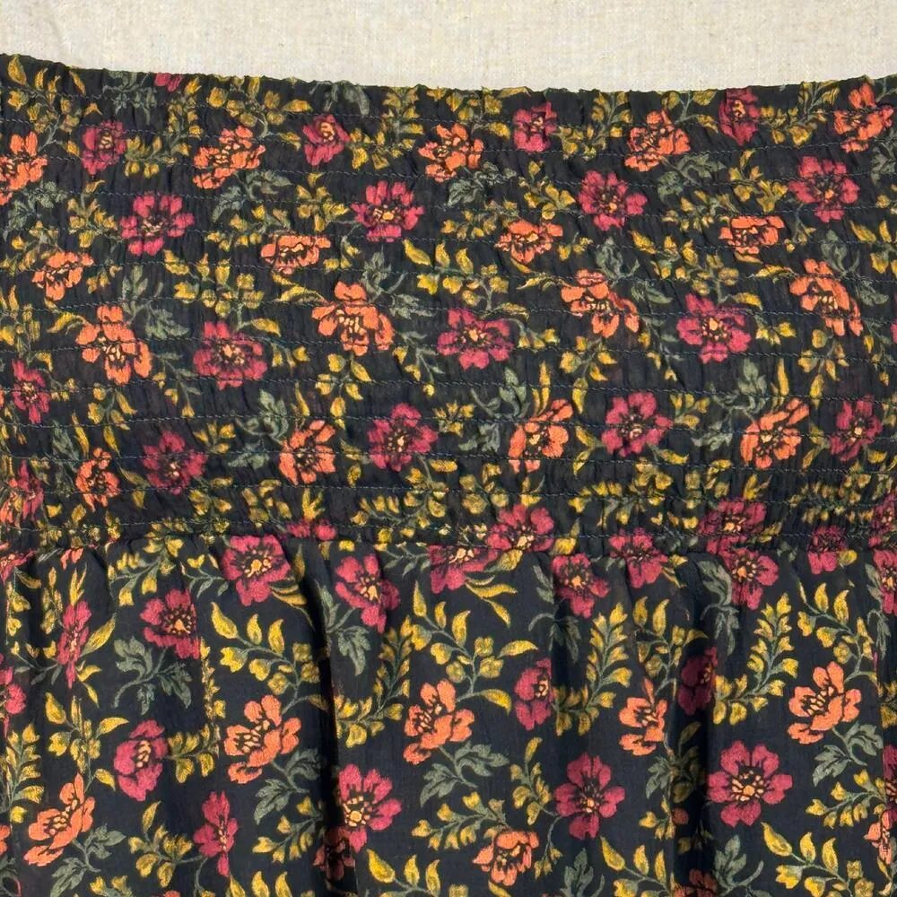 American Eagle X-Small Top Floral Off-Shoulder Lined Split 3/4 Sleeves Smocked - Image 8