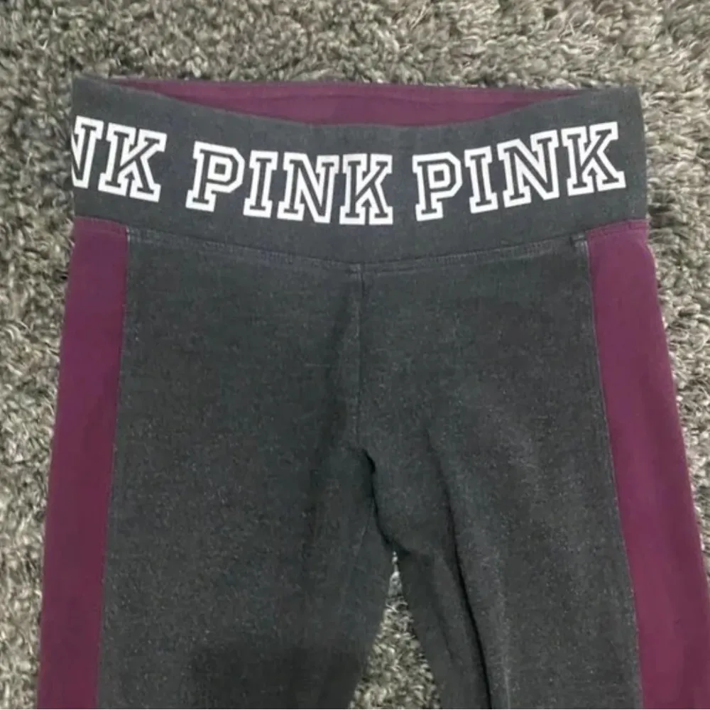 VS Pink Yoga Leggings in Gray/Burgundy, Size XS​​​​​ - Image 2