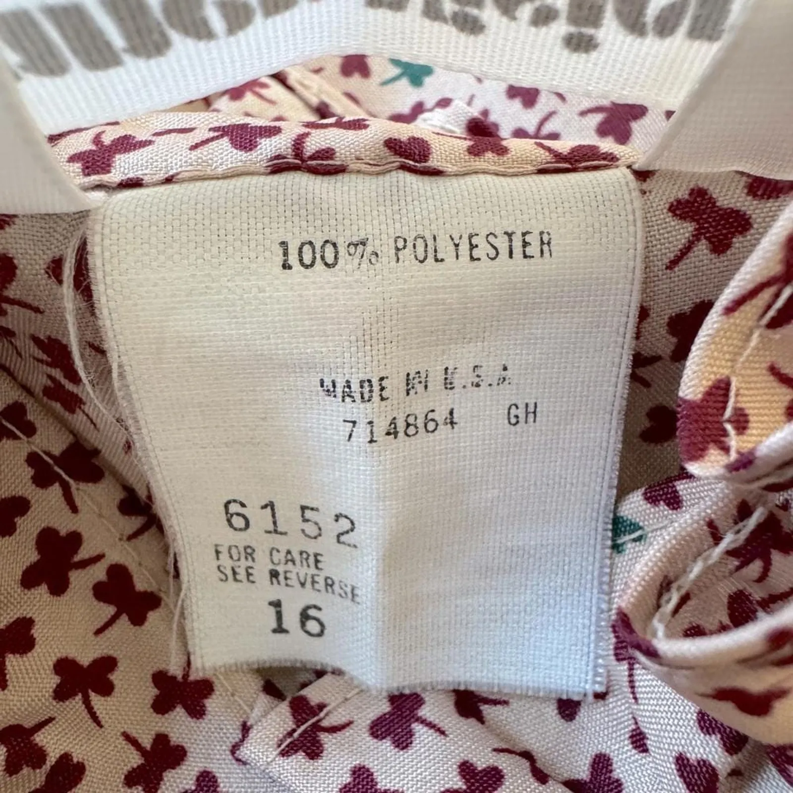 Vintage ‘70s Inner Visions by Ship ‘n Shore Clover Print Long Sleeve Blouse Red Size 16 - Image 8