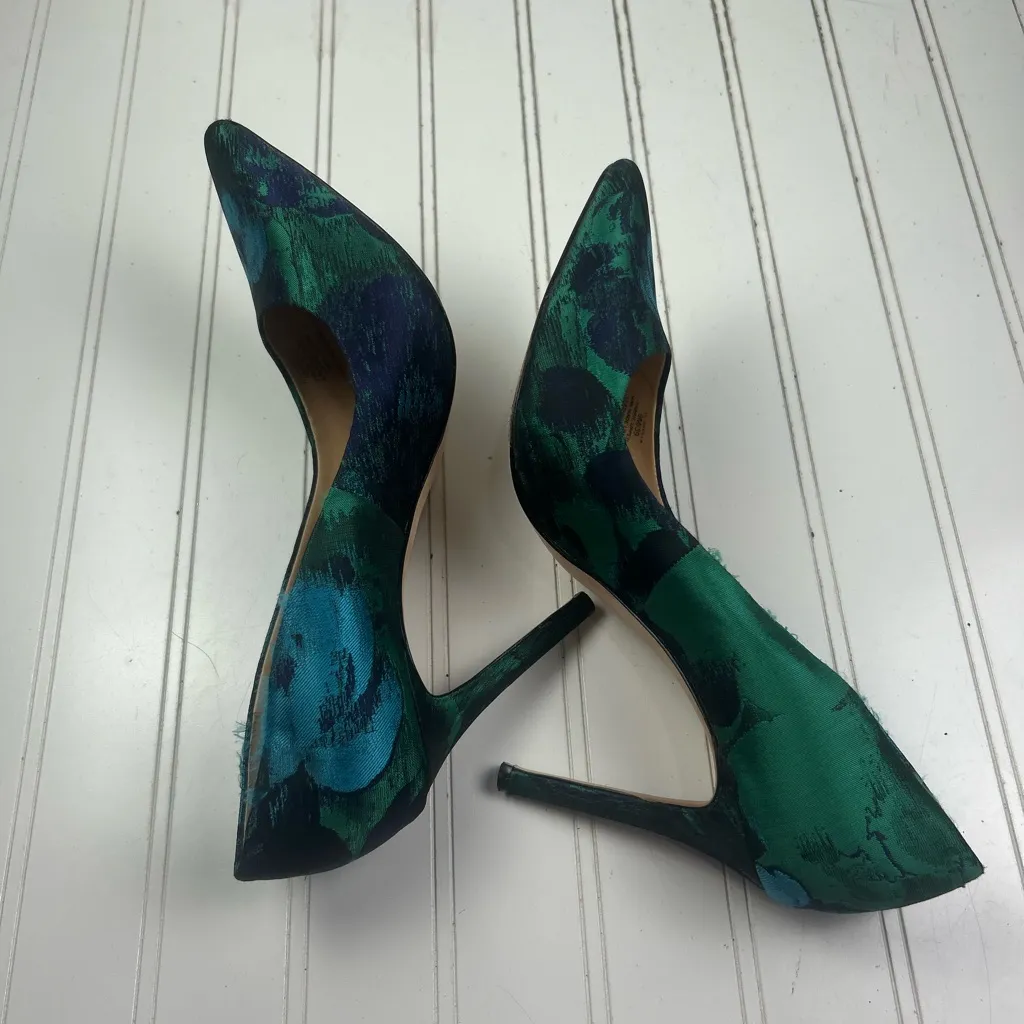 Vince Camuto VC Savilla Floral Blue Green Pointed Toe Heels Size 9M - Image 8