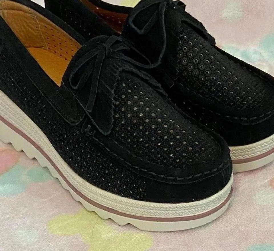 Black Platform loafer (Suede) shoes (NEW) 7.5 - Image 2